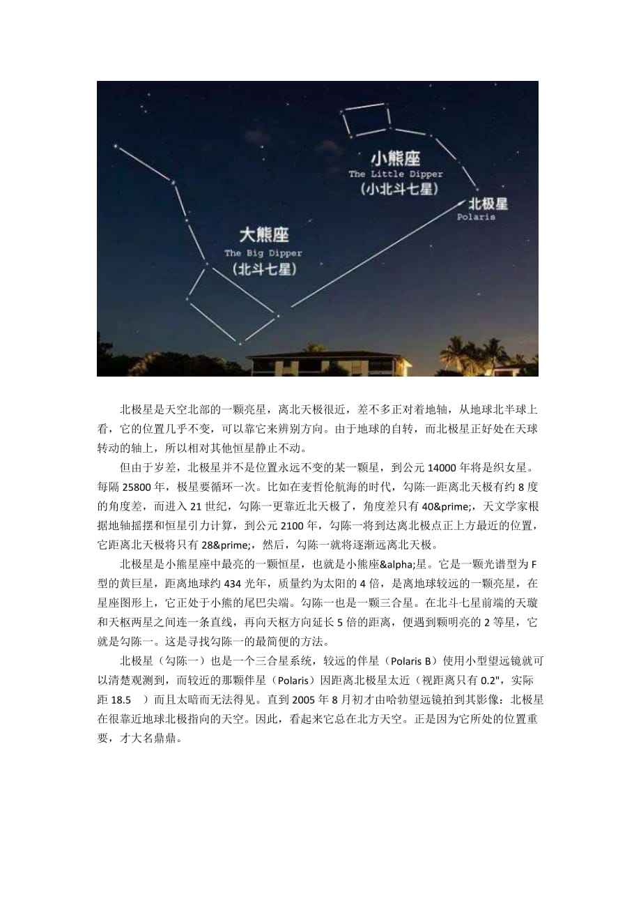 北极星哪个星座(北极星星在哪个星座)